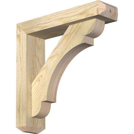Ekena Millwork Olympic Craftsman Rough Sawn Bracket w/ Offset Brace, Douglas Fir, 4"W x 16"D x 16"H BKT0402X16X16OLY04RDF